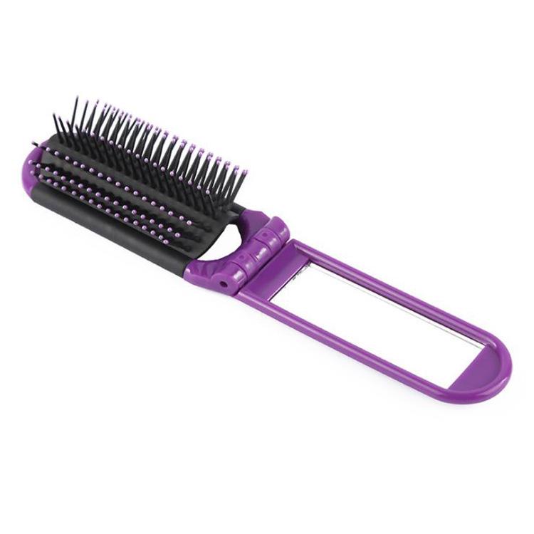 Portable Folding Mirror & Massage Comb for Girls - Travel-Friendly Hair & Makeup Accessory