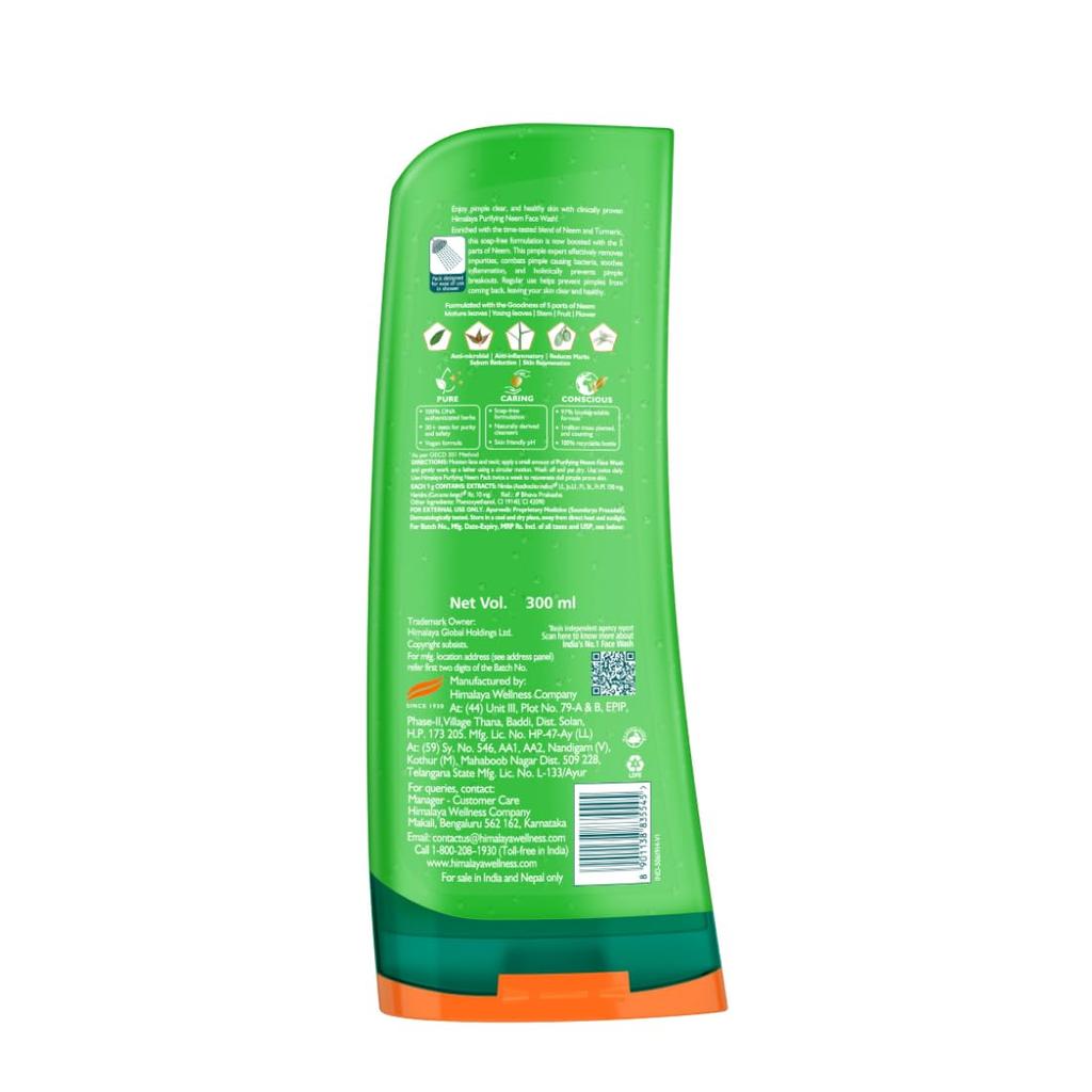 Himalaya Purifying Neem Face Wash 300ml Gel For Clear Smooth Skin And Gentle Daily Cleansing For Men And Women All Skin Types