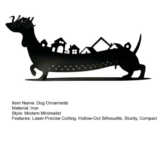 Christmas Tabletop Display Dachshund Advent Calendar, Metal Countdown Decor, 1-24 Desktop Ornament Days Holiday Dog Ornament, Xmas Gift for