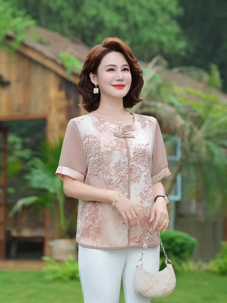 Mom's Summer Chiffon Short-Sleeve Top - Vintage Style 2026 for 50s & 60s