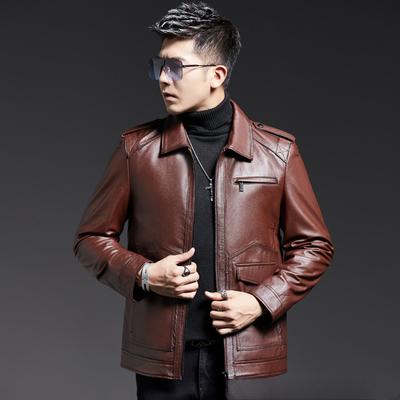 New Leather Jacket Men's Short Fashion, Leather Jacket Lapel Youth Korean Version Slim Jacket