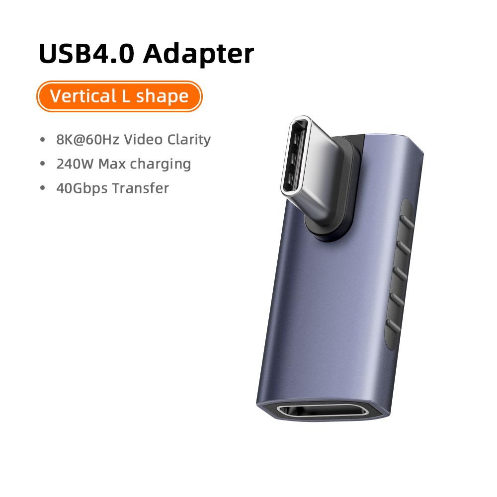 SUNKANDI USB4.0 40Gbps OTG Adapter 240W Fast Charging Converter 90-Degree USB Type-C Data Cable for MacBook Laptop Phone 8K60Hz