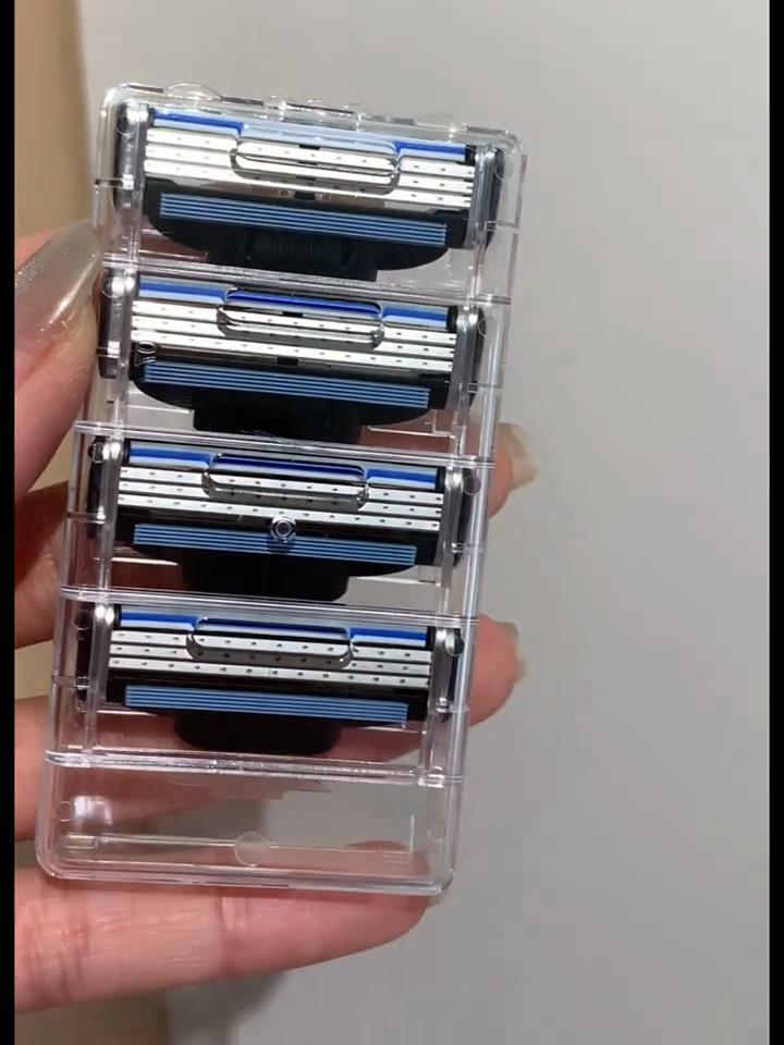 

8 шт. кассеты для бритья для мужчин, картридж для бритья, 3 лезвия для бритвы 4pcs синий