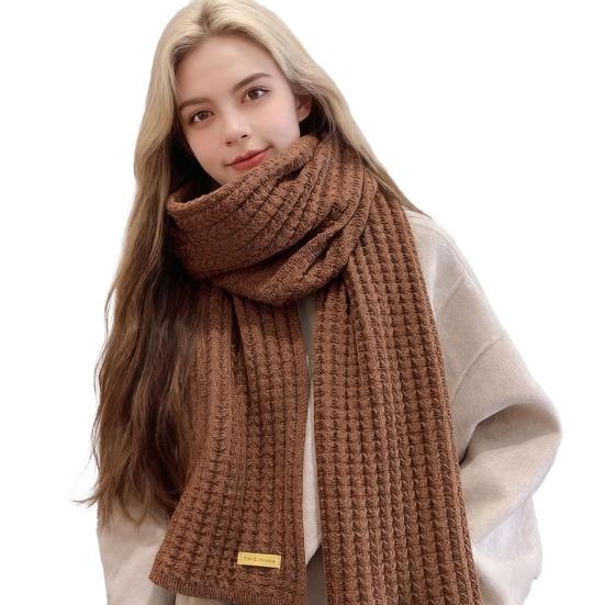 Women Scarf Thickened Warm Solid Color Scarf Autumn Winter Versatile Comfortable Knitting Long Scarf Fashion Accessory