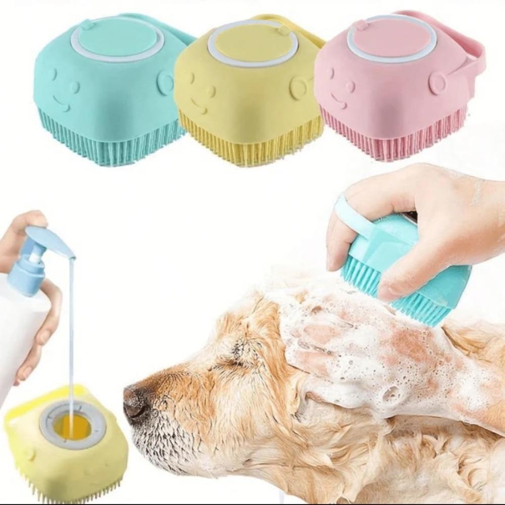 Silicone Massage Comb 2-In-1 Shampoo Brush New Pet Bath Brush Cleans Hair And Dirt
