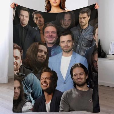 Sebastian Collage Throw Blanket Shaggy Furry Soft Blanket for Bedroom Living Room