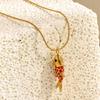 Modern Red Lacquer Carp Pendant Necklace Tarnish Resistant Stainless Steel 18k Gold Plated Everyday Jewelry Design