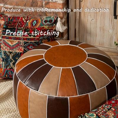 Decorative Moroccan PU Leather Pouf Soft Round Cushion Without Core Unstuffed Cushion Pillow Modern Home Decor for Living Room