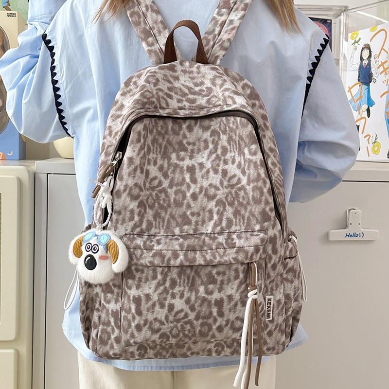Lightweight Leopard Print Backpack New Student Large-capacity Schoolbag Travel Simple Backpack