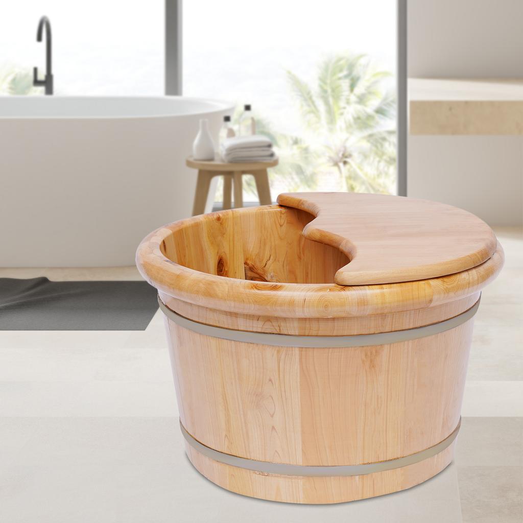 31cm Wooden Bucket Foot Bath Massager Suitable for Office Workers, Seniors, Athletes, Family Members
