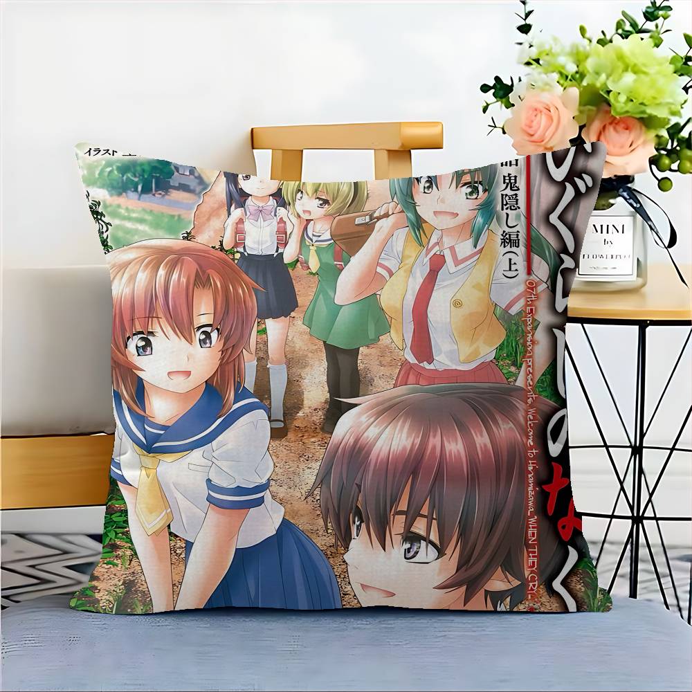 Higurashi When They Cry Cartoon Personalized Picture Text Home Decorative Pillows Household Gifts 45x45cm