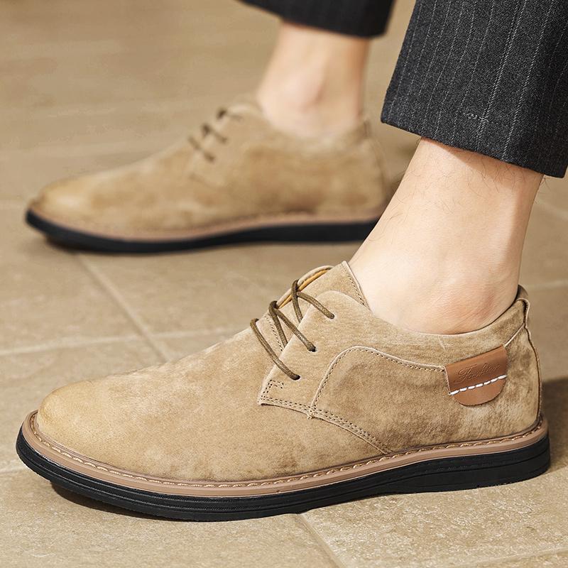 Zapatos Oxford clásicos de cuero genuino para hombres, zapatos planos, zapatos casuales de cuero de ante cómodos, mocasines, zapatos de negocios para hombre