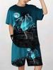 Kinder Set Cooler Tiger Wolf Löwe Druck Sommer Kurzarm Mode Bequem Jungen Anzug Outdoor Trendige Kinderkleidung