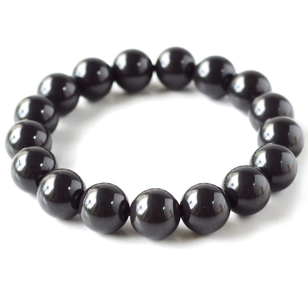 

[GOLD STONE] Black Beitou Stone Bracelet, 12mm, from Taiwan, Negative Ion Measured, Radium Black Hokutolite, Inner Diameter: Approx. 16cm