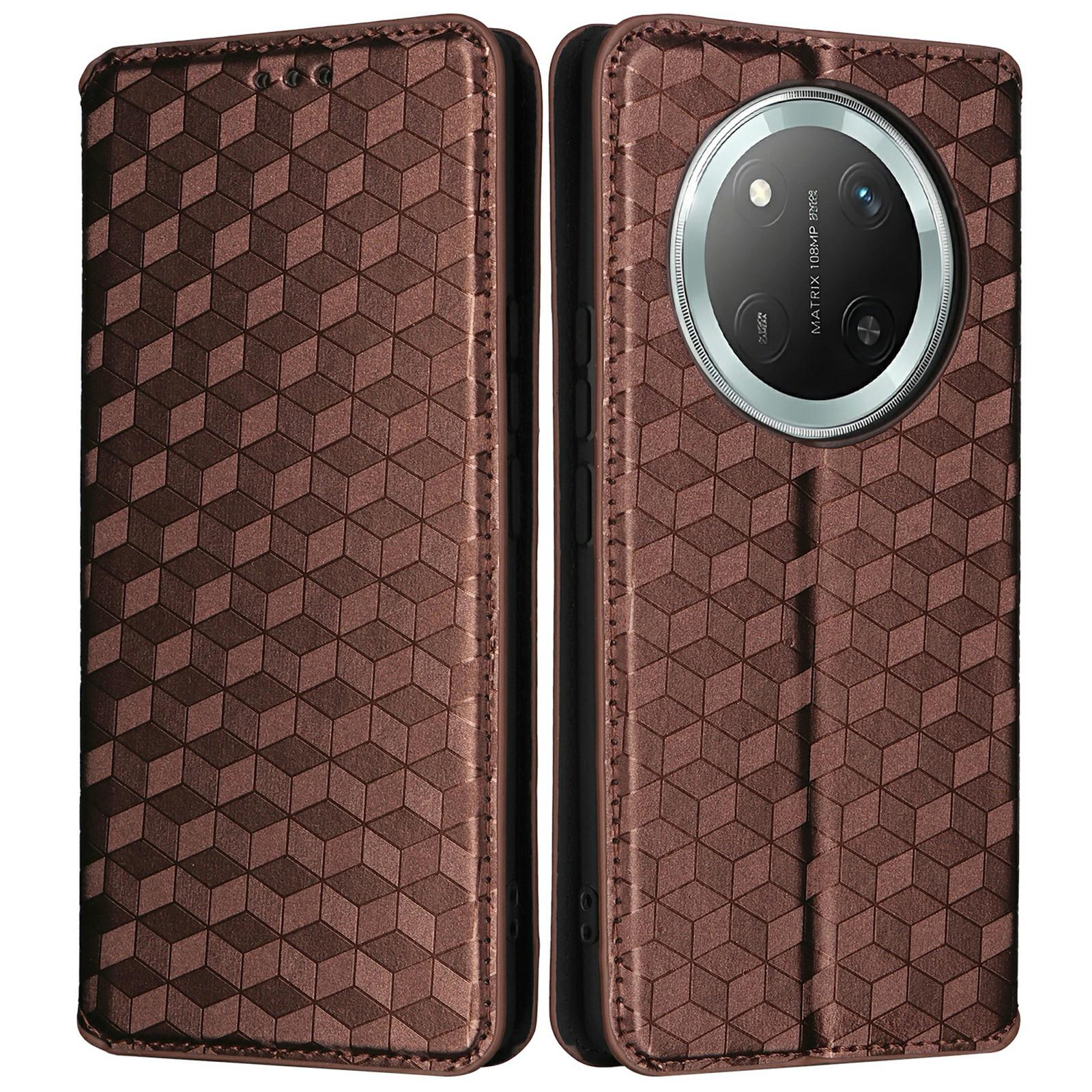 

Чохол-гаманець для Honor X9c 5G/Magic7 Lite 5G/X60 Pro 5G Шкіряна обкладинка для телефону з ромбоподібним тисненням Brown