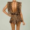 Leopard Print Silk Dress Women Sexy Deep -Neck Backless Beach Dresses Summer Sleeveless Chiffon Holiday Party Dress