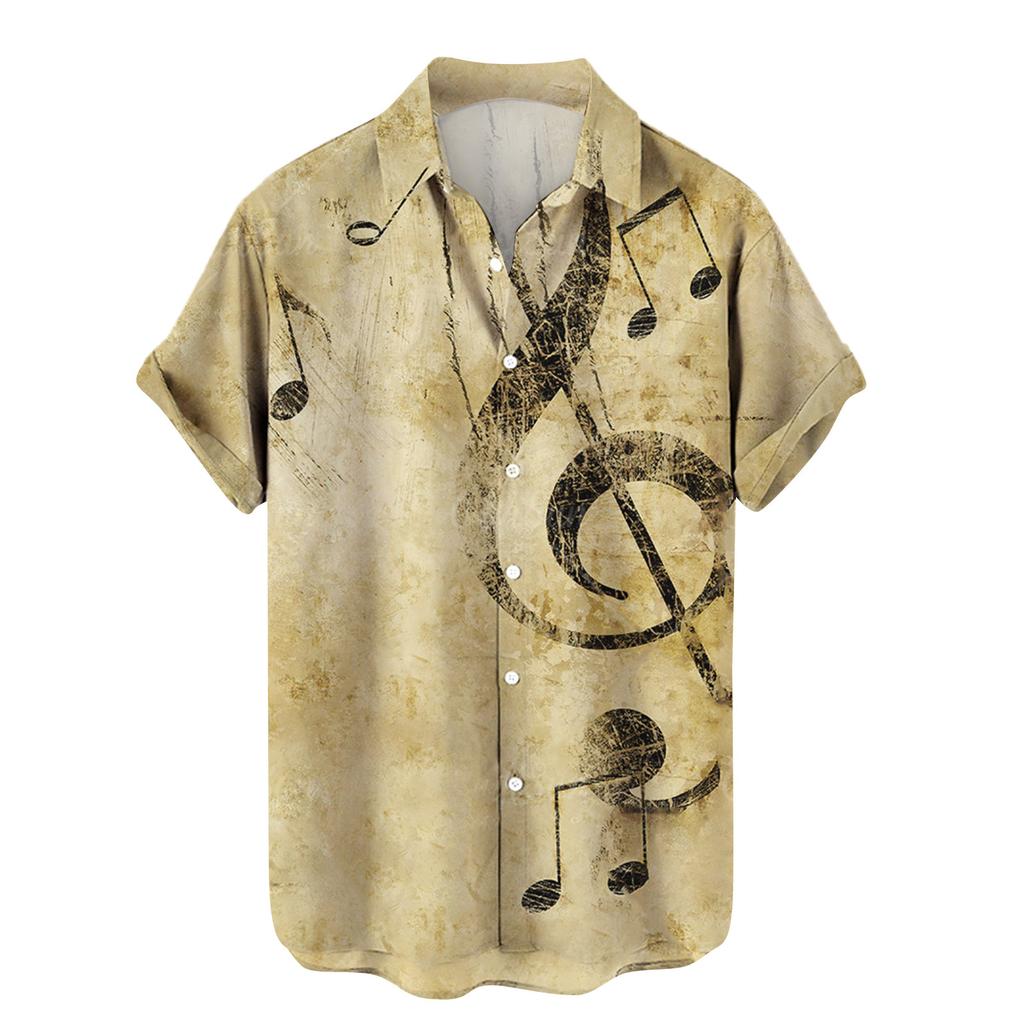 Summer New Plus Size Hong Kong Style Men's Shirt with Digital Printing Casual Short Sleeved Shirt for Men