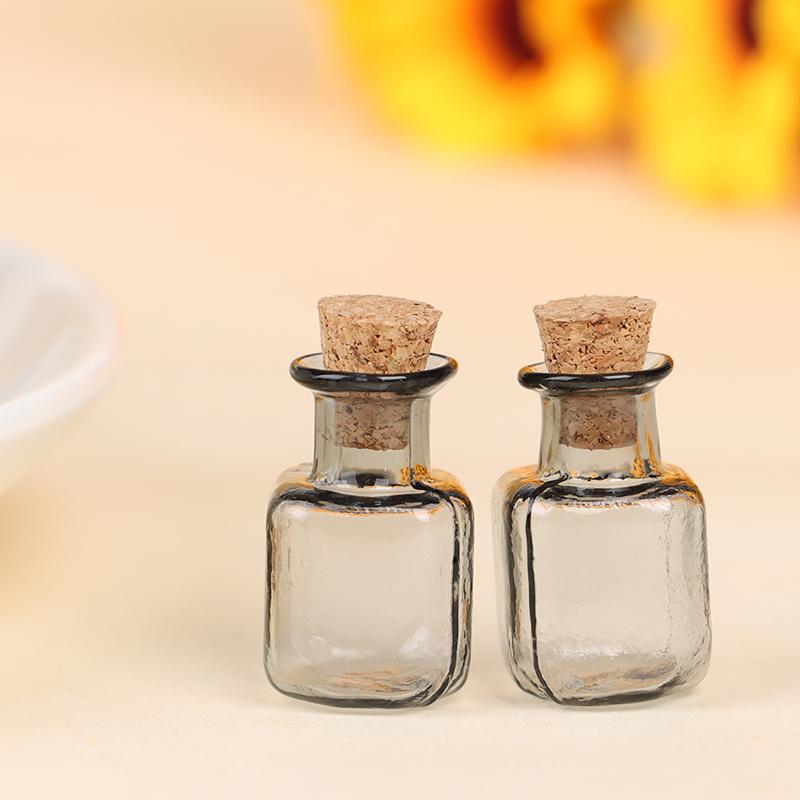 1/2/3/10PCS 1:12 Dollhouse Miniature Mini Glass Bottle Cork Cover Tiny Jar Vials Model Doll House Decoration Accessories