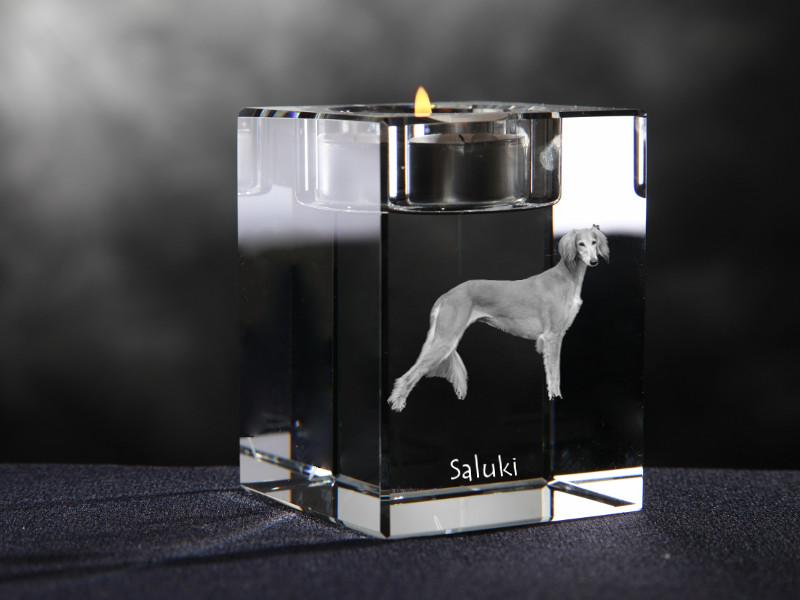 Saluki, Persian Greyhound, Arabian hound, Gazelle hound I – Candle holder with dog photo, crystal tealight holder | Art-Dog