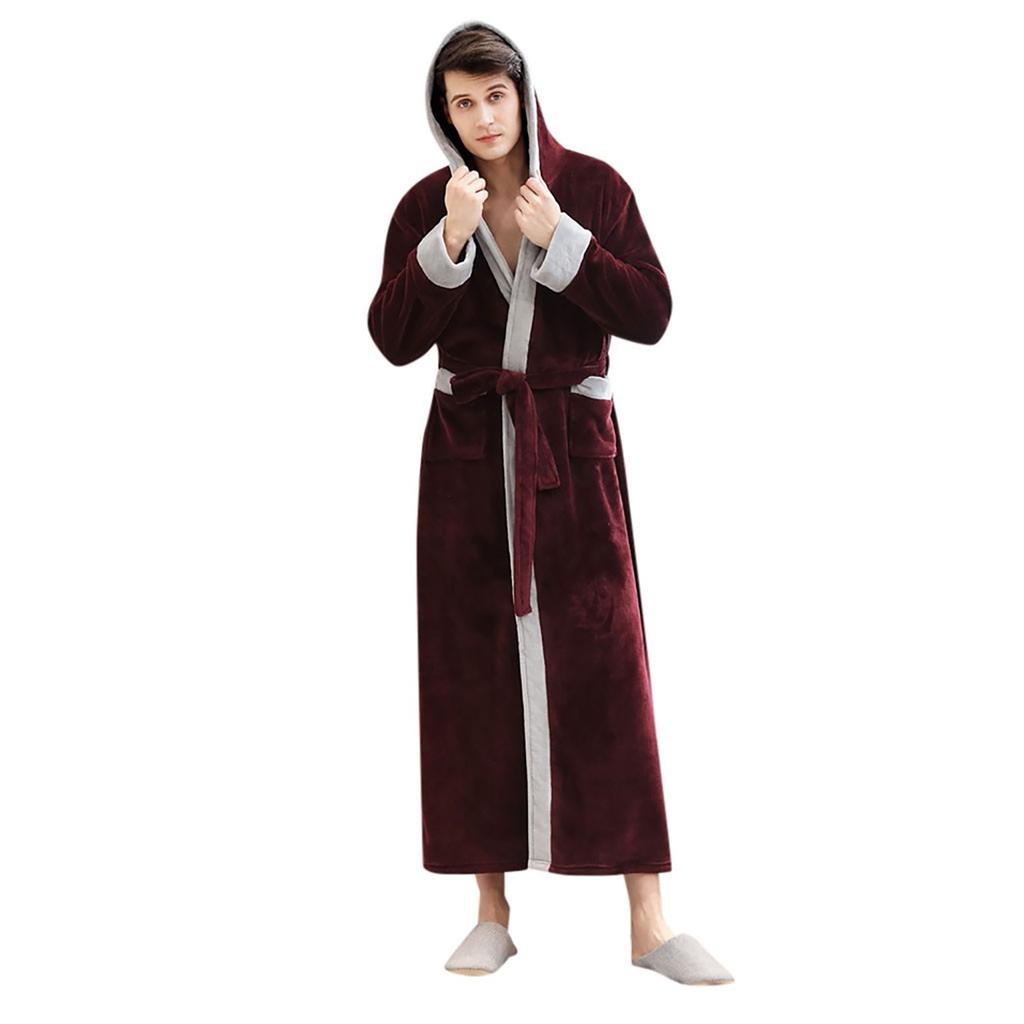 Paare Winter verlängert Bademantel Spleißen Home Kleidung langärmelige Robe Mantel