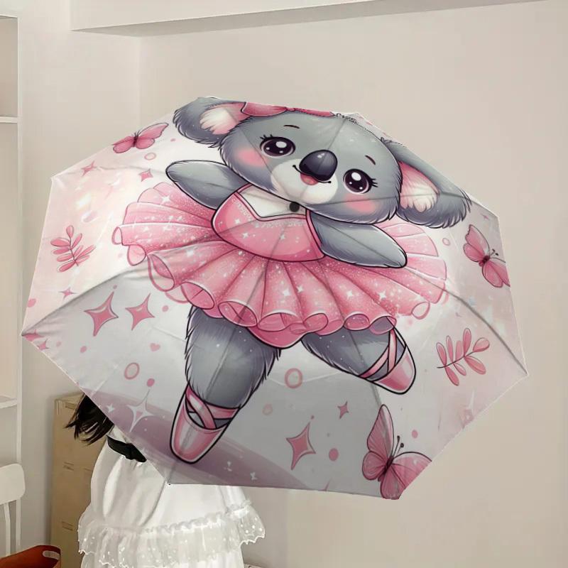 1pc Koala Ballerina In Pink Tutu Umbrella with Plastic Handle,Suitable for All Seasons Home Travel Outdoor UmbrellaDD067