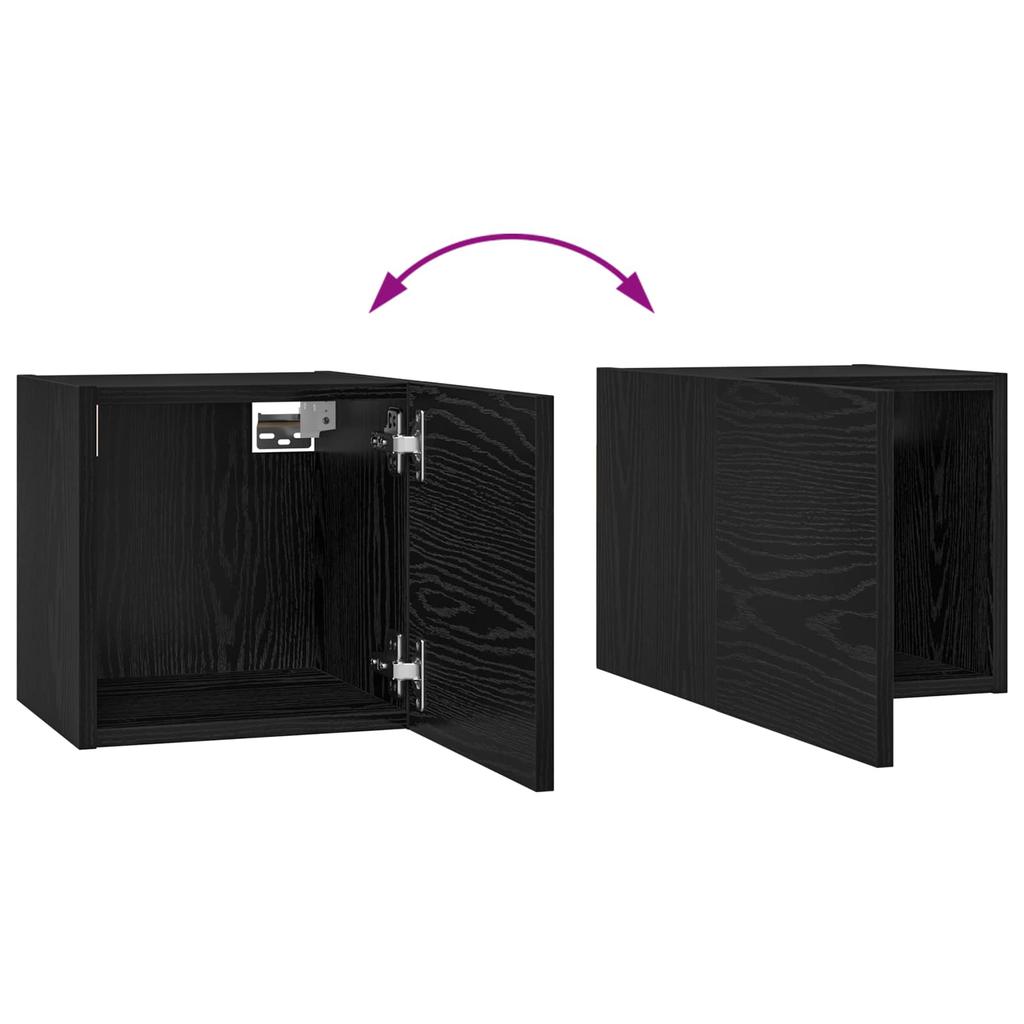 TV Cabinet Set 8 pcs Black Oak Effect Particleboard