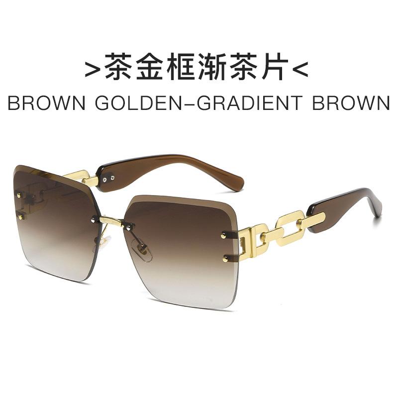 Square Frameless Sunglasses Chain Glasses Leg Glasses Fashionable Sunglasses Women'S Uv Resistant Sunshade Glasses