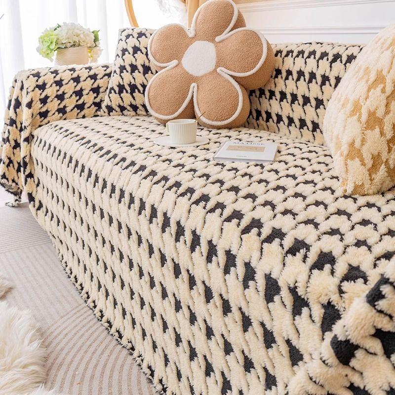 

Мягкое полотенце для дивана с защитой от царапин и узором «гусиная лапка», приятное для кожи, теплое, домашнее, нескользящее, универсальное, всеобъемлющее, одеяло для дивана 180*130cm