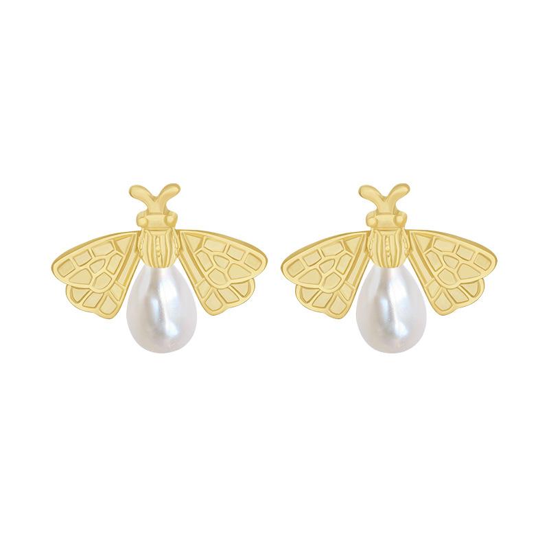 Little Bee Pearl Earrings Femininity Small Stud Earrings Light Luxury Trend Earrings Earrings Pendant