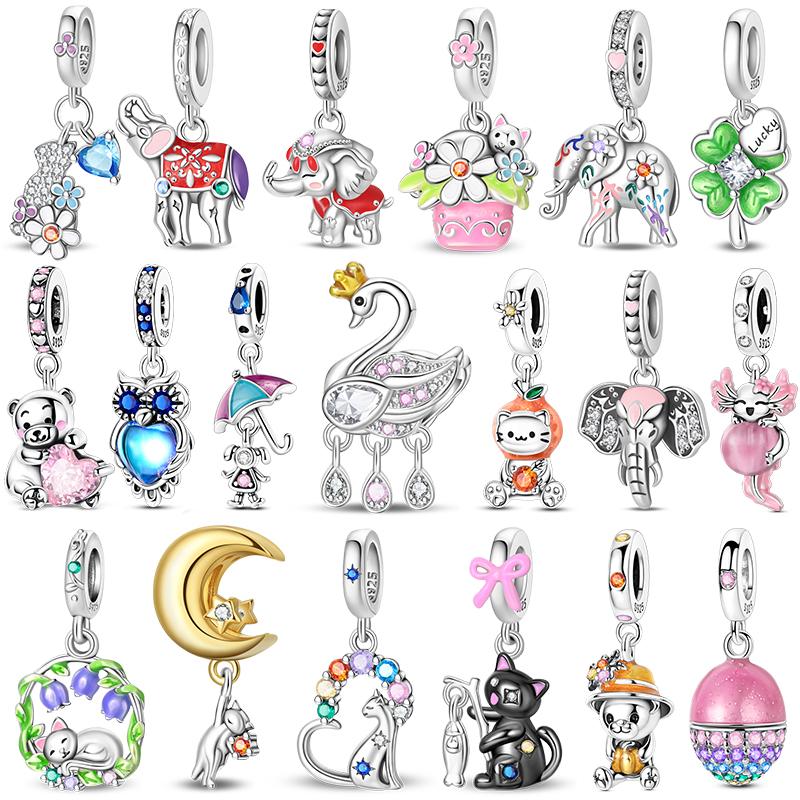 Copper Firefly Cute Cats And Dogs Beaded Pendant Suitable For Original Charms Bracelet Diy Exquisite Women Jewelry