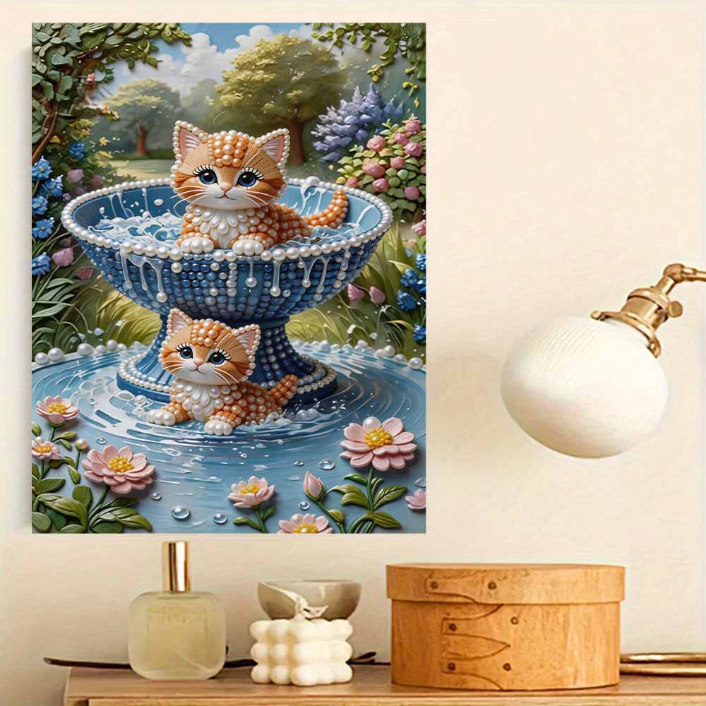 Unique DIY Pearl Gem Painting Kit 30x40cm Kitten Frameless Art Perfect Handmade Gift for Adults Home Wall Decor for Any Occasion