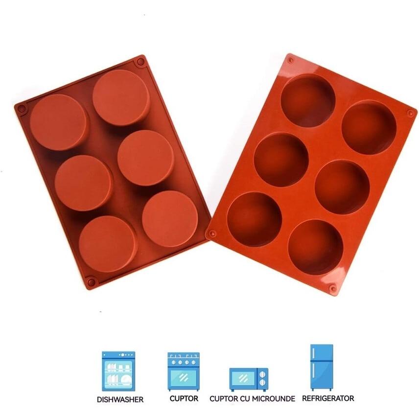 YSBER Silicone Cake Molds Set of 3, 21x15x2.7cm, Extreme Temperature Resistant, Easy Release & Clean, Red, Suitable for Any Occasion