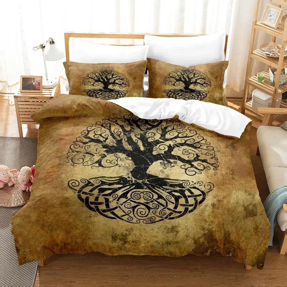 Nytt Yggdrasil Träd Runor sängkläder Set Enkelt Twin Fullt Queen King Size Sängset Vuxen Barn Sovrum Påslakan Set Anime Säng Nytt