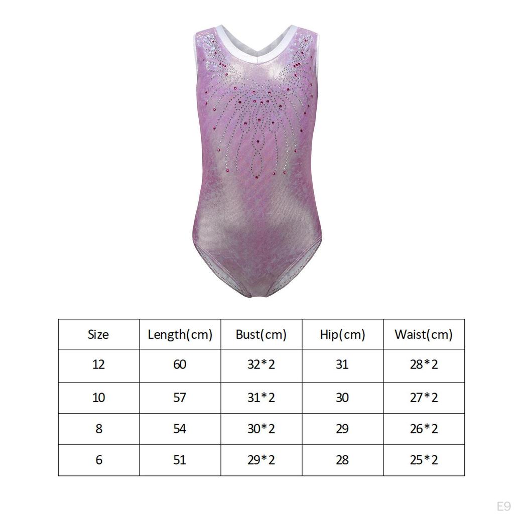 Girls Gymnastics Leotards Shiny Leotard Costume Sleeveless Athletic Acrobatic