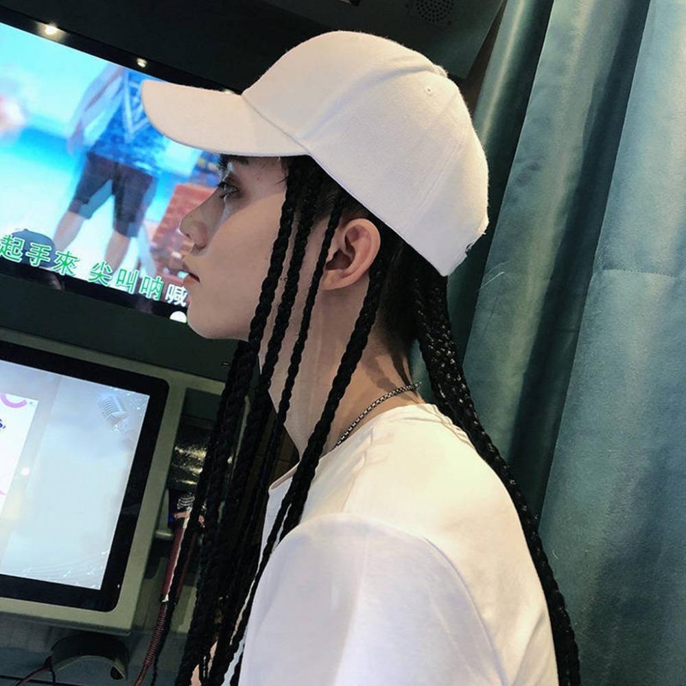 Повседневный парик Хип-хоп шляпа Кепка с козырьком Коса Солнцезащитные шляпы Парик Волосы Дреды Шапка Забавный костюм White hat black hair