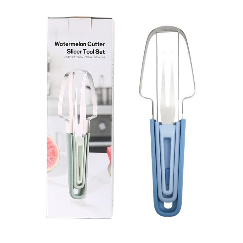 Stainless Steel 3-in-1 Watermelon Slicer & Cubing Tool - Multifunctional Kitchen Fruit Divider