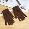 Warm Knit Touchscreen Gloves Solid Color Pearl Decor Unisex Winter Durable Versatile