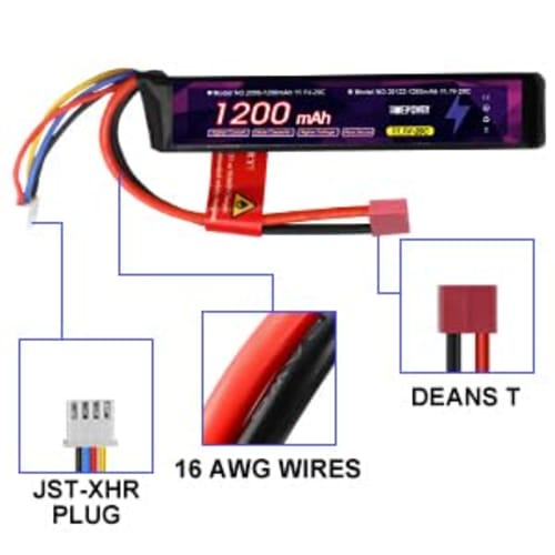 11.1V LiPo 1200mAh 3S 20C LiPo Battery for Electric Guns with Deans Plug