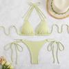 2025 Solid Color Split Swimsuit Bikini for Women - European & American Style, Lace-Up, Beach & Vacation Chic