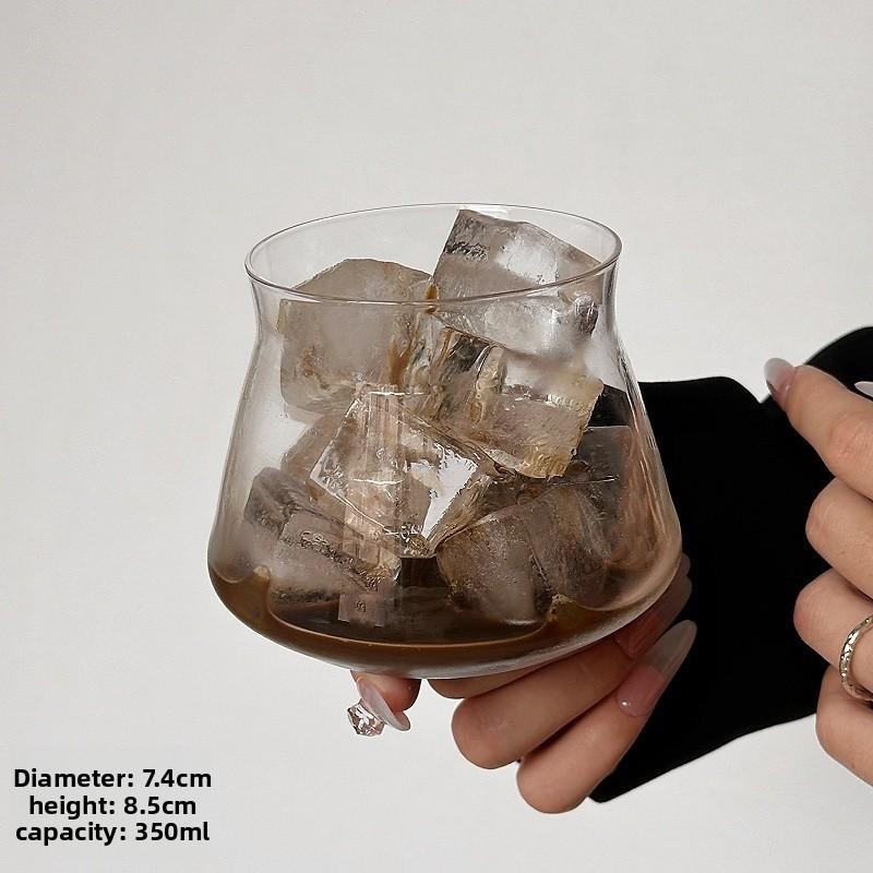 

Vintage coffee shop transparent glass latte cup flip cold brew cup ice American coffee cup drink cup cold drink cup 200-400ml