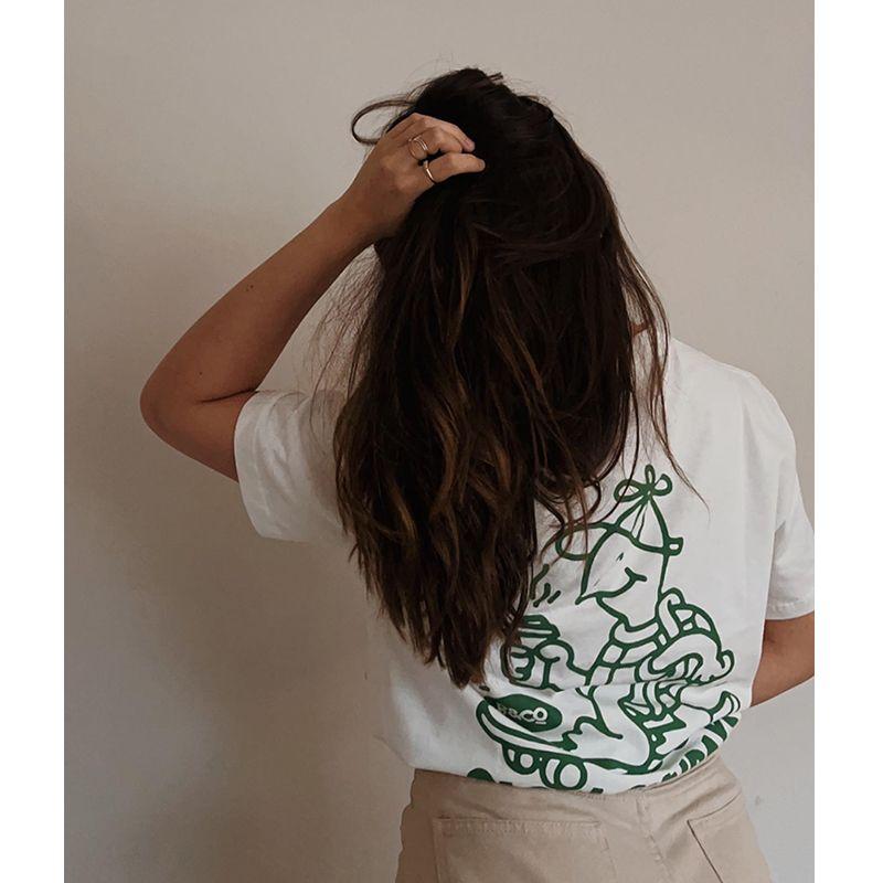 Slow Sundays Coffee Club American Retro Vintage Print Casual Cotton Short Sleeve T-shirt Women