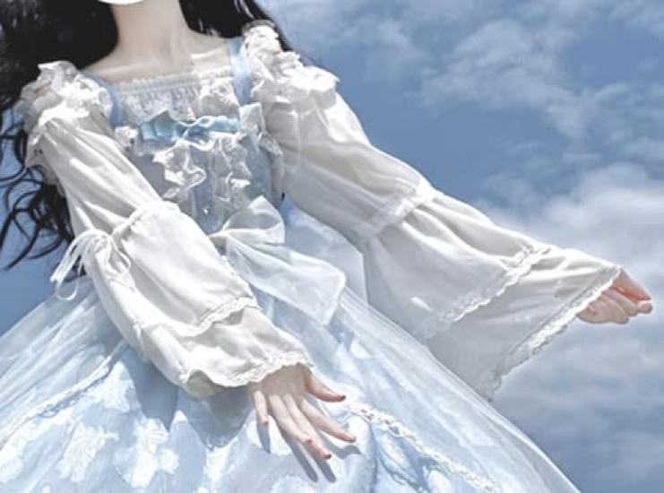 Dámská Líná Lolita Dlouhý Rukáv Top Blůza s Krajkou a Dokonalý pro Sladkou Princeznu Mori Volánky, Focení, Lolita, Cosplay, Anime, Dívku,