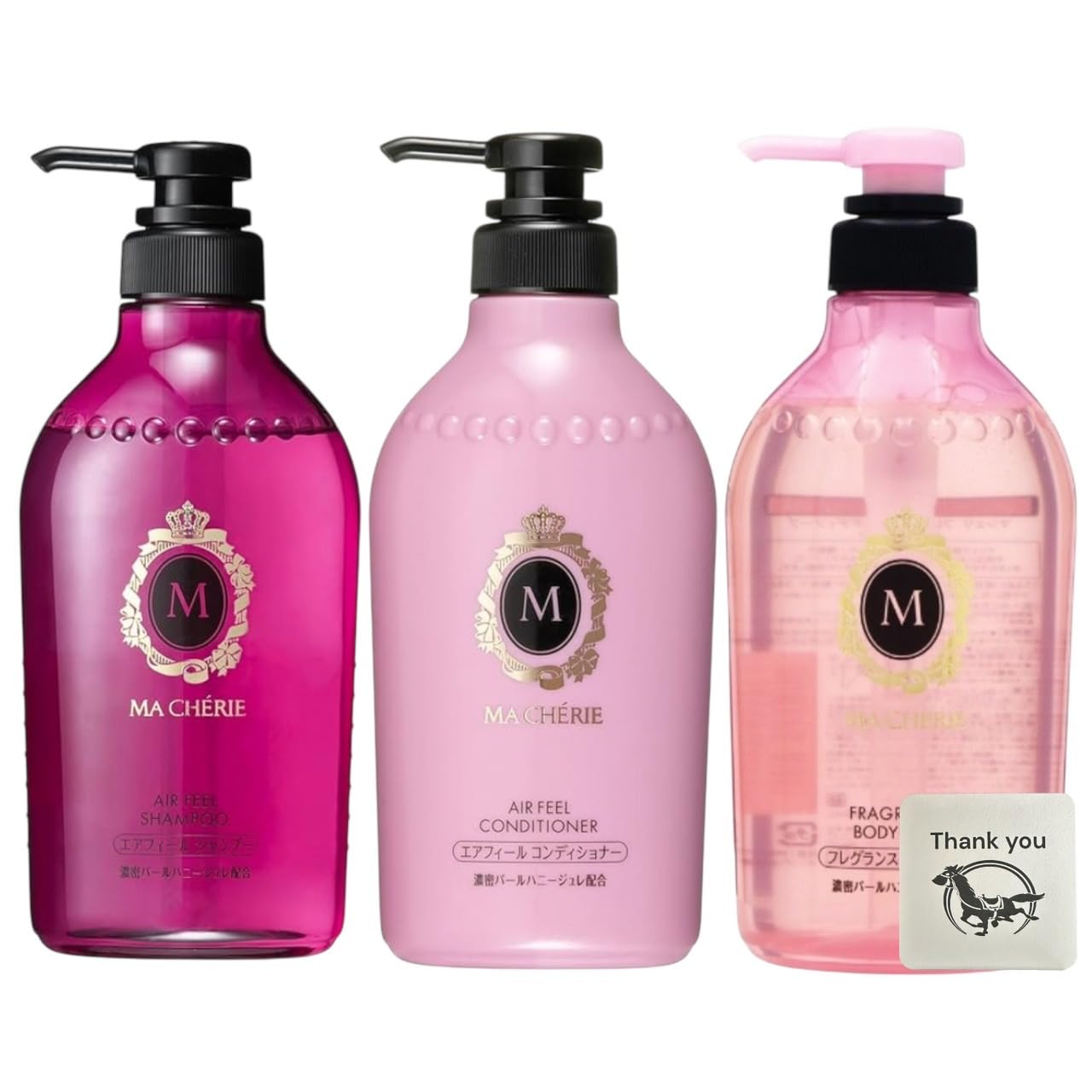 

Шампунь Macherie Air Feel, Гладкий и Шелковистый, Помпа 450 мл + Кондиционер 450 мл + Гель для душа 450 мл Набор по 1 шт. каждого + Бонус с оригинальным логотипом Kunutonn