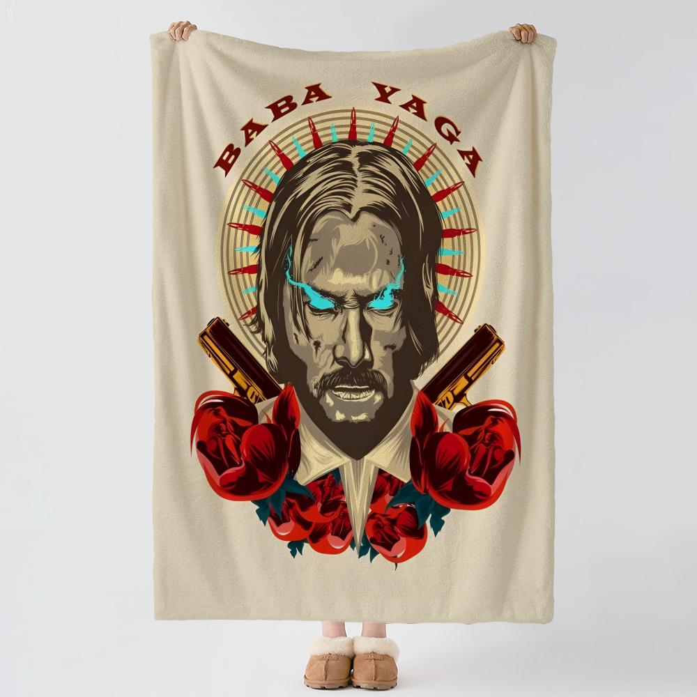 movie J-John Wick-K Throw Thick Comfort Flannel Quilt, Multi-scene Use Indoor Outdoor Daily Nap