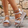 2025 New Women Wedges Sandals Platform Outdoor Dress Shoes Open Toe Buckle Strap Sandals Round Toe High Heels Shoes for Women