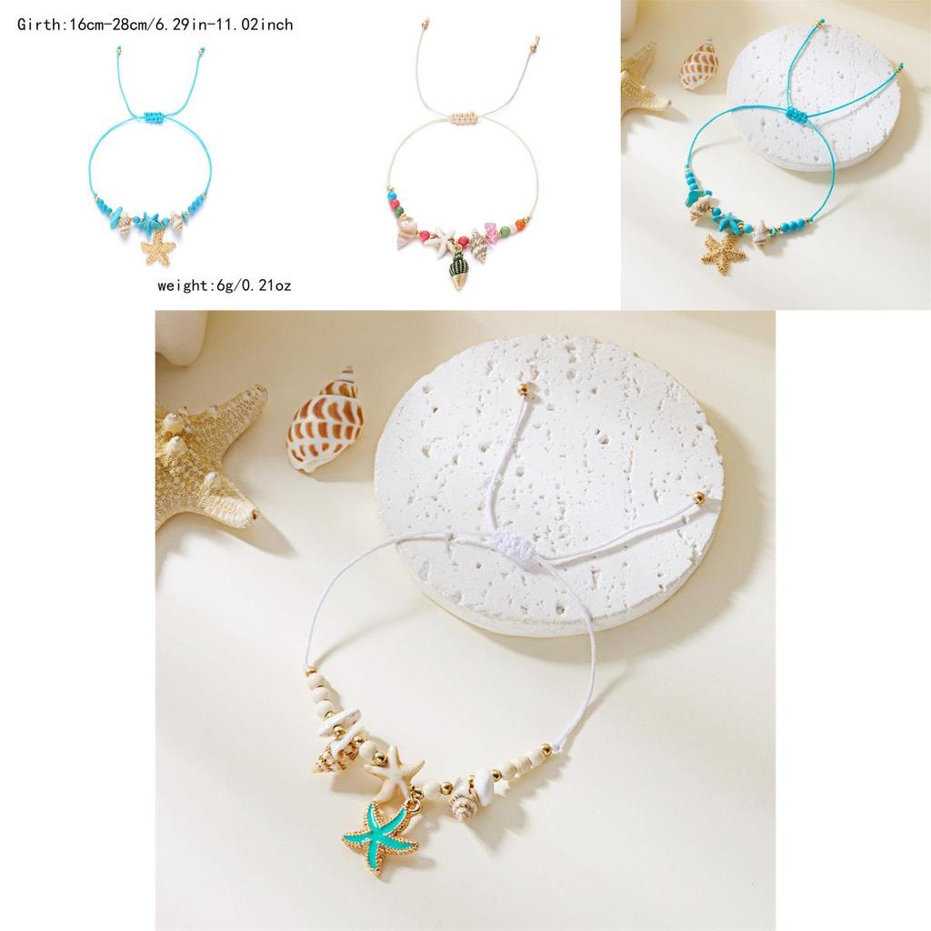 Bohemian Geometric Shell Beaded Bracelet With Electroplated Zinc Alloy For Summer Beach Party Wear