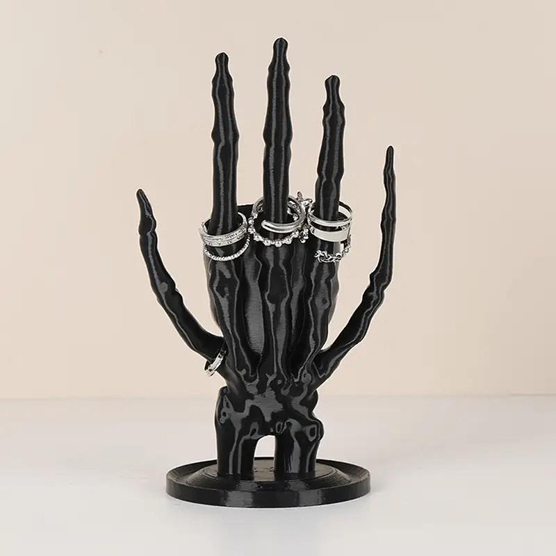 Gothic Skeleton Hand Jewelry Stand Black Plastic Necklace Earring Organizer Monster Hand Jewelry Display Tray Retro Home Decor