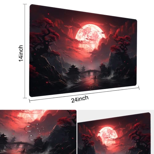 MTG Playmat Size 24 X 14 Inch, Free Storage Bag, Non-Slip Printed Backing, Perfect for Card Game Enthusiasts, TCG Playmat (No Zone, Blood Moon Secrets