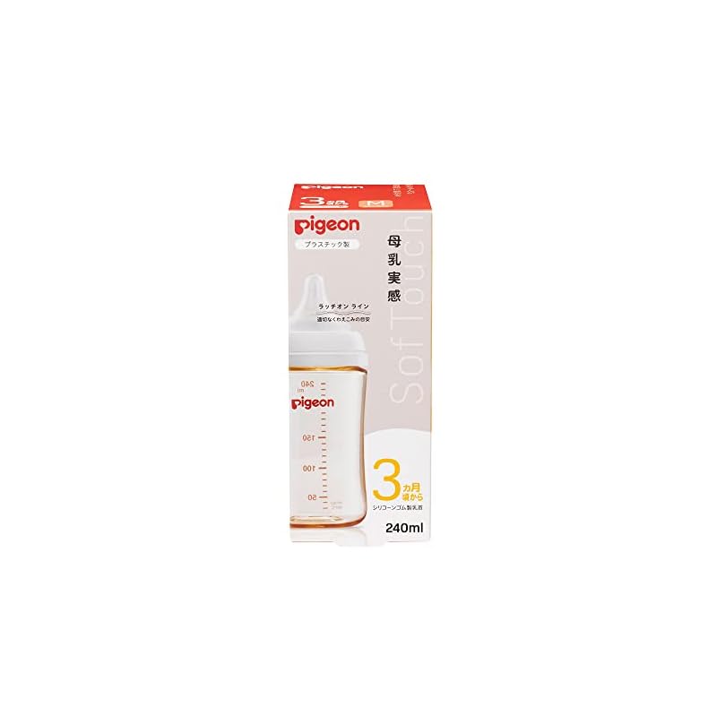 PIGEON Pigeon Breastfeeding Feel Baby Bottle 240ml (for babies 3 months and up) High-quality plastic, also used in medical institutions. Lightweight