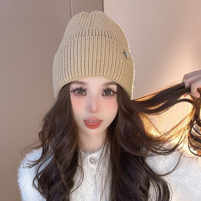 Hats for Women In Autumn and Winter Big Head Circumference Warm Knitted Hat Korean Style Versatile Ear Protection Cold Hat Couple Love Wool Hat